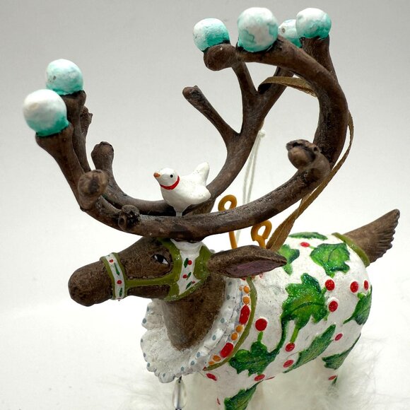 Vtg Patience Brewster Dash Away Vixen Reindeer Ornament w/ Box Feather Trim 7 in - Picture 3 of 15